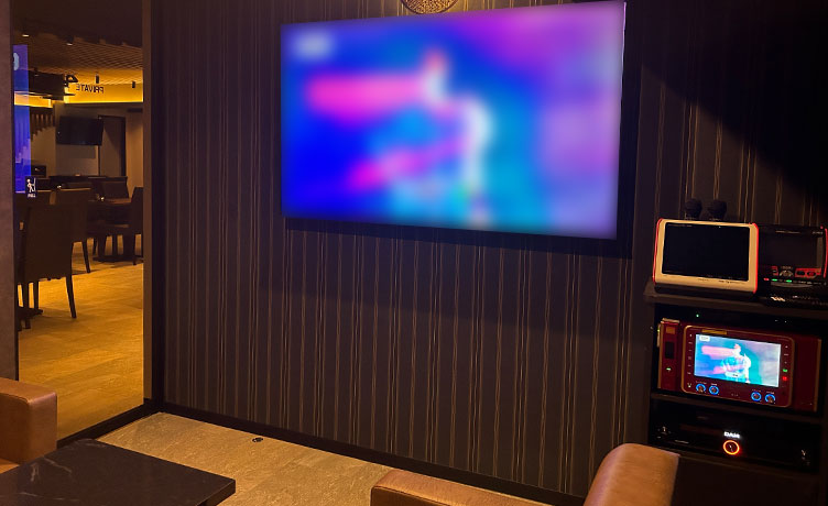 映像が大きくてテンション上がるやつ。ゆったり座ってカラオケに没入できる